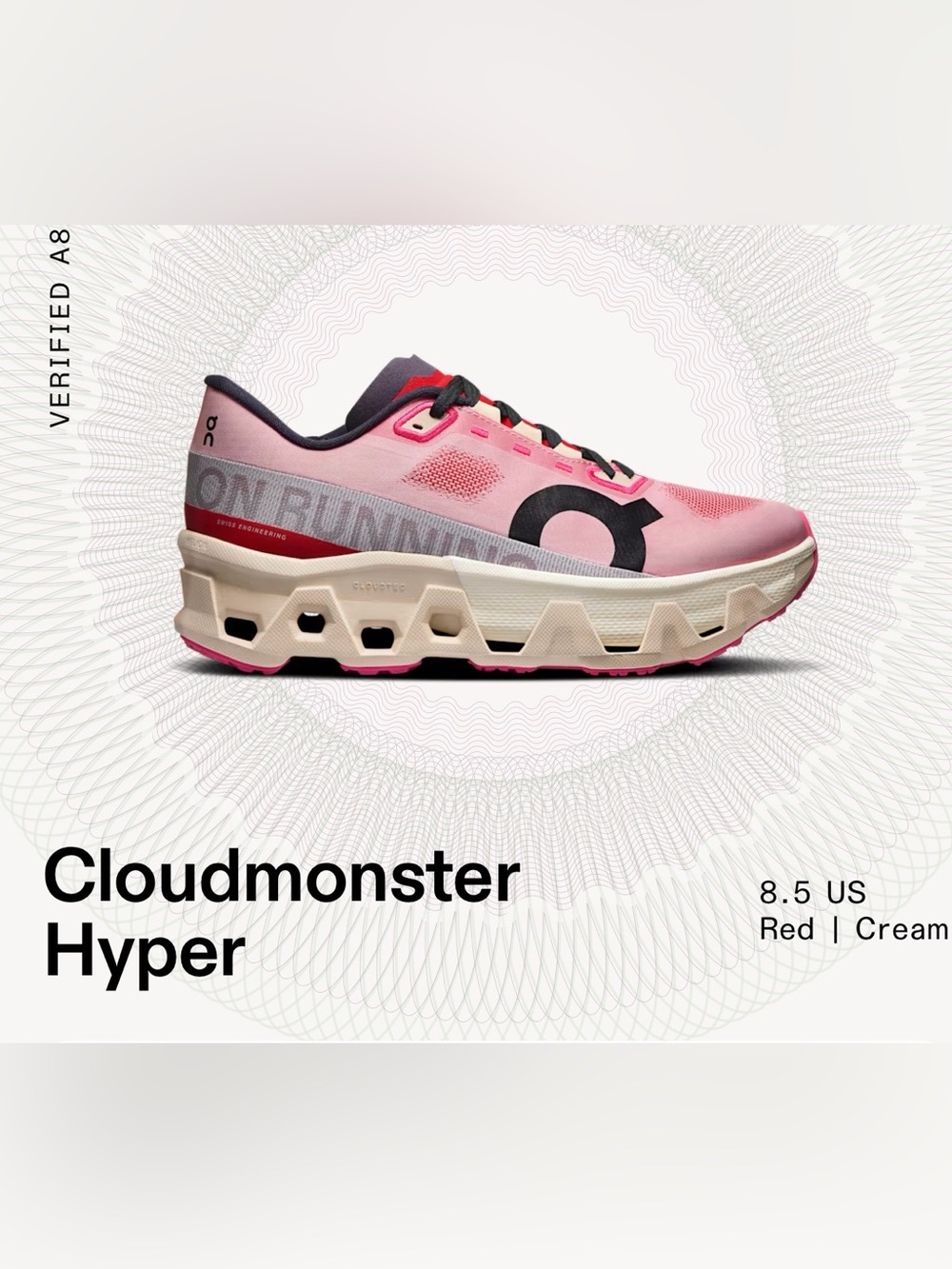 👉🏼Excellent Condition👈🏼 Women’s ON CloudMonster Hyper Red/Cream Sz8.5